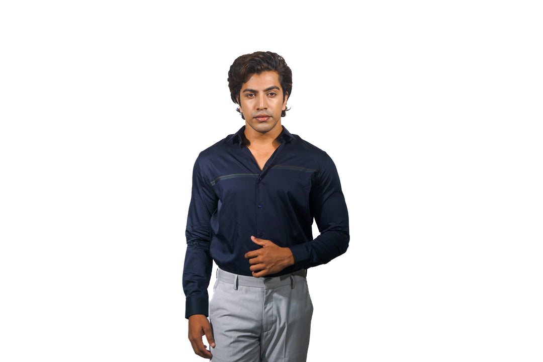 Giza Engineered Stripe Khaki Long Sleeve Shirt for Men