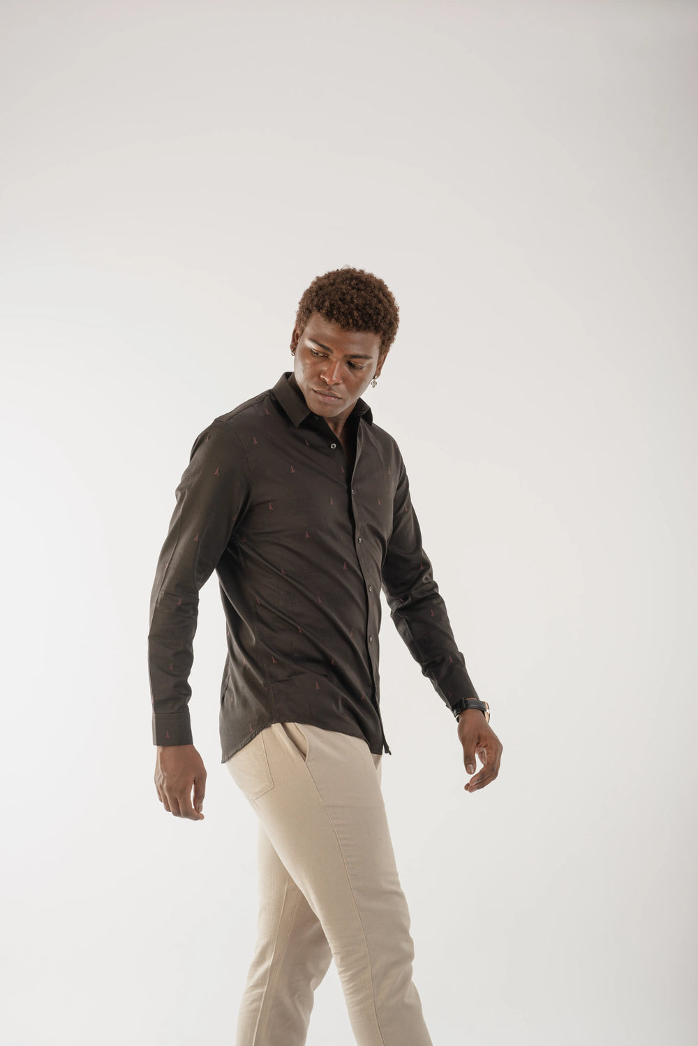 Giza Cotton Eiffel Print Long Sleeve Shirt for Men