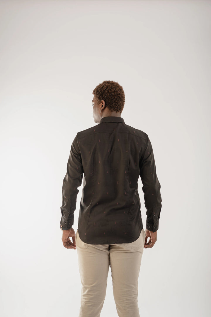 Giza Cotton Eiffel Print Long Sleeve Shirt for Men