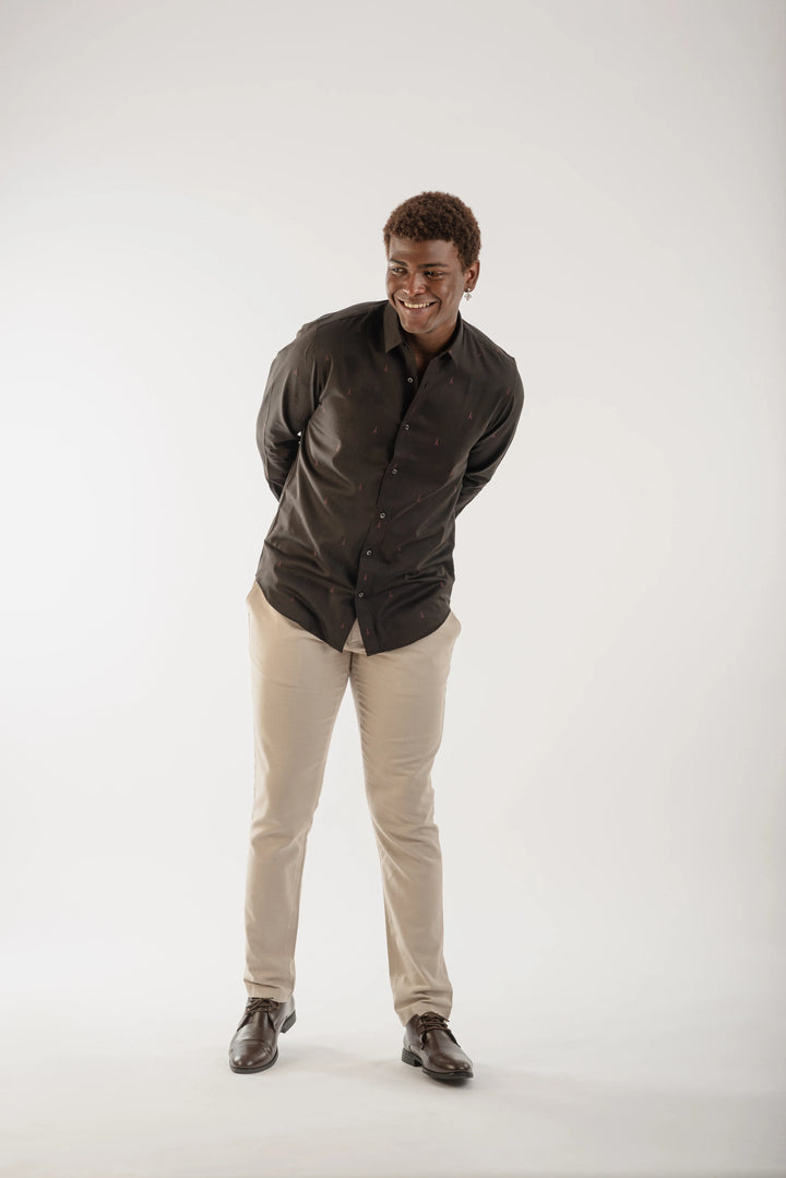 Giza Cotton Eiffel Print Long Sleeve Shirt for Men