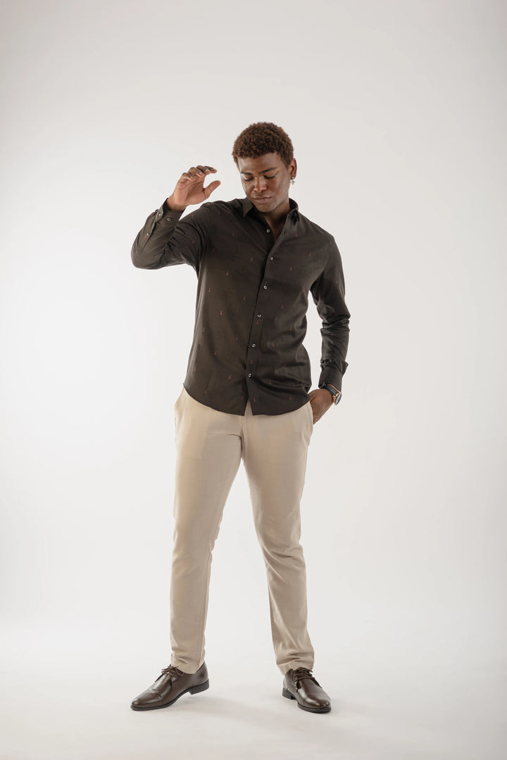 Giza Cotton Eiffel Print Long Sleeve Shirt for Men