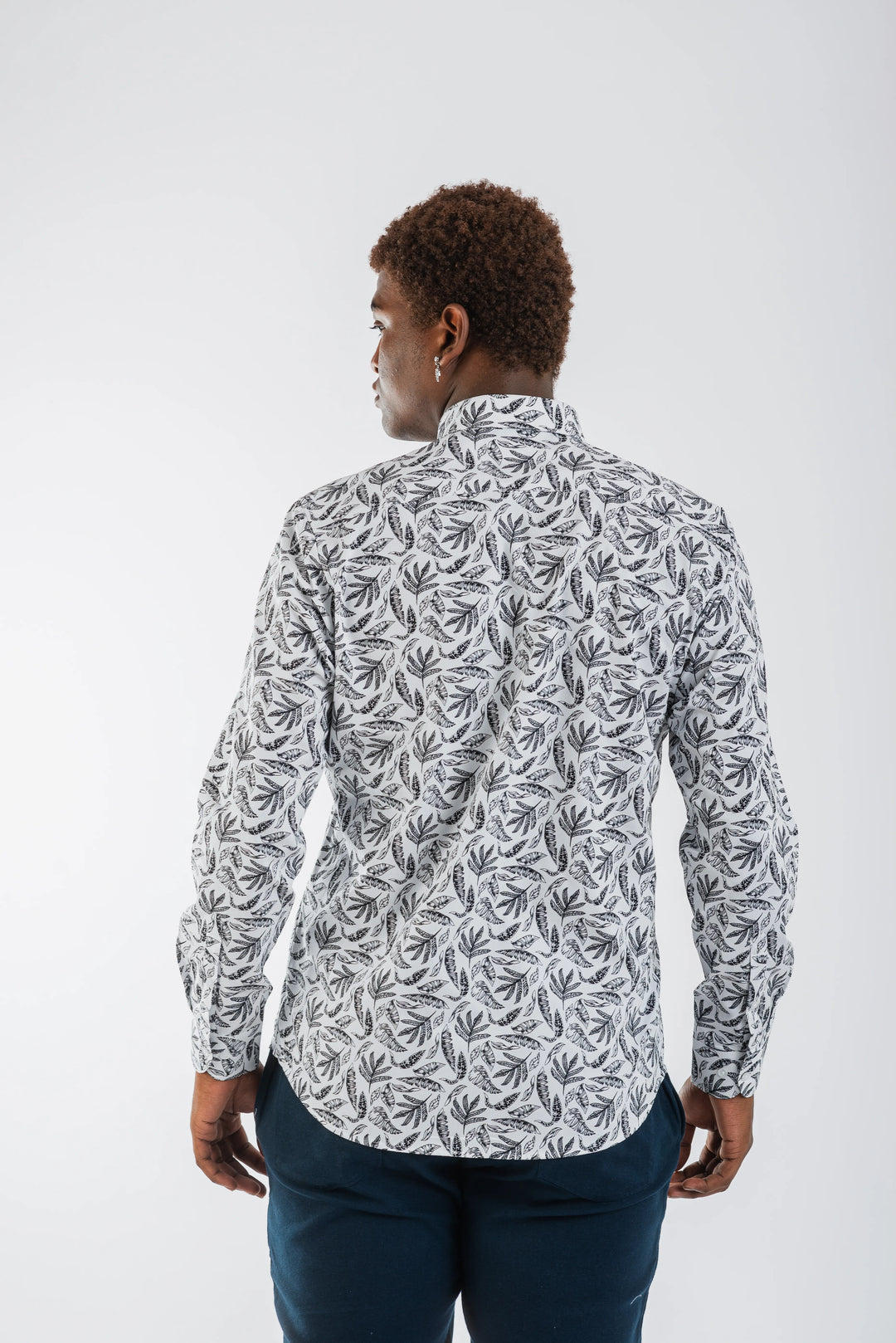 Giza White Black Floral print Long Sleeve Shirt for men