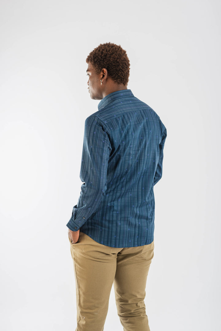 Giza Vertical Red Stripe Printed Long Sleeve Shirt for Men