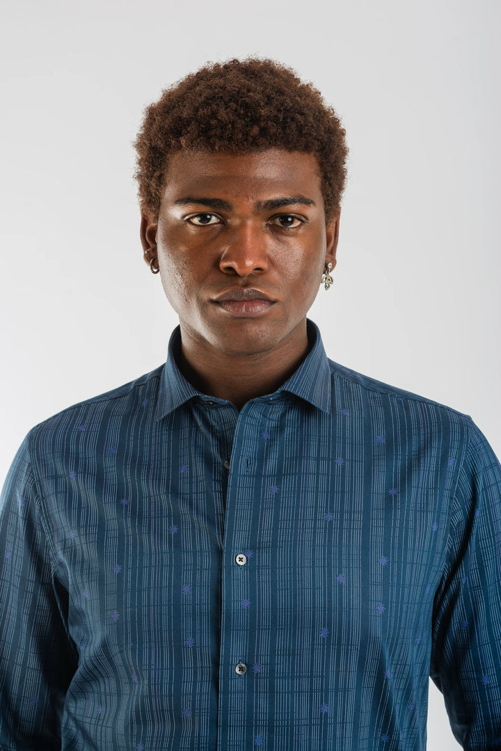 Giza Vertical Red Stripe Printed Long Sleeve Shirt for Men