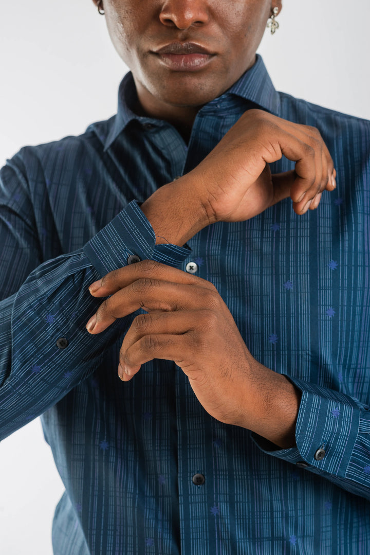 Giza Vertical Red Stripe Printed Long Sleeve Shirt for Men