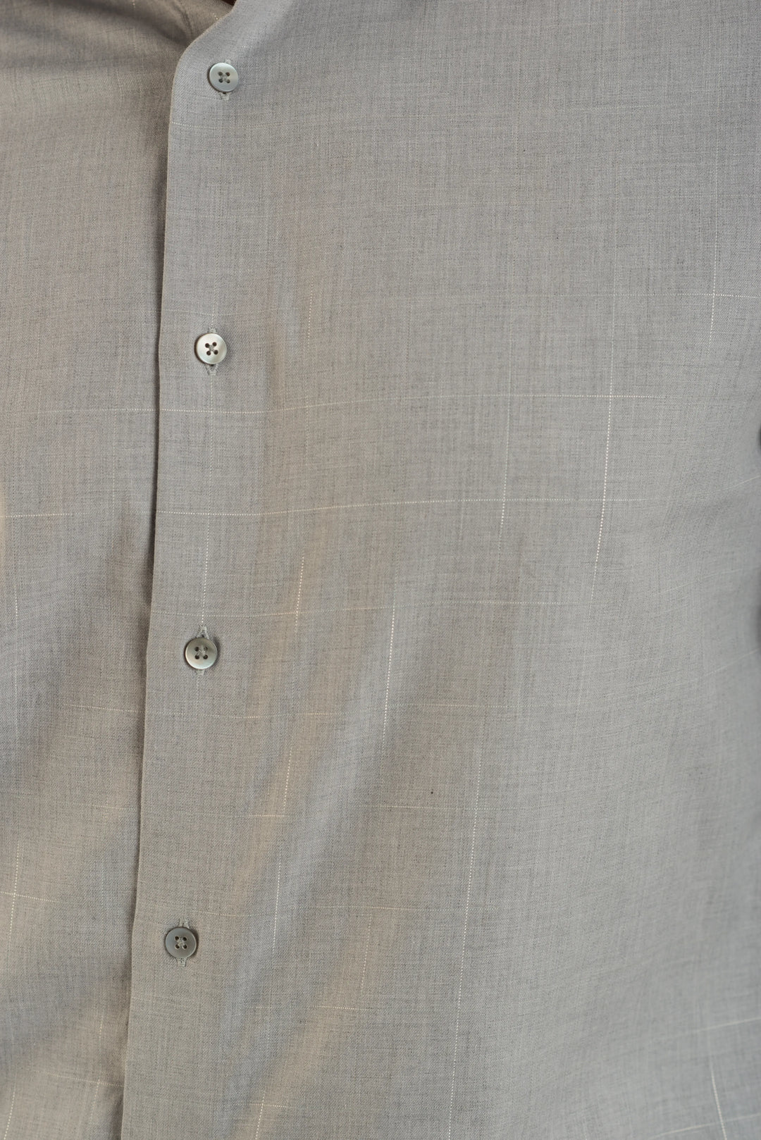 Giza Cotton Silver Grey Textured Plaid Long Sleeve Shirt for Men