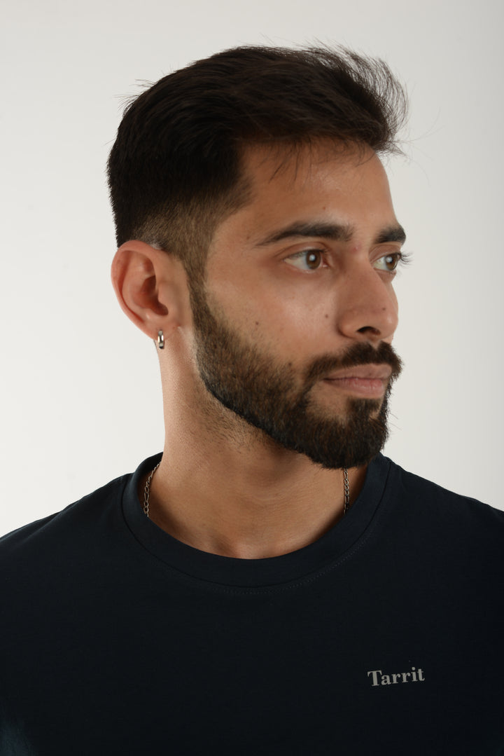 Cotton Spandex Jersey Navy Long Sleeve T Shirt for Men
