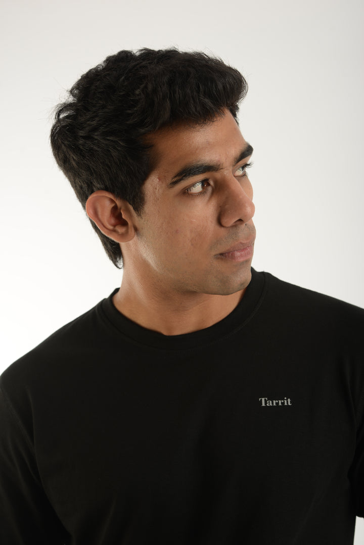 Cotton Spandex Jersey Black Long Sleeve T Shirt Men