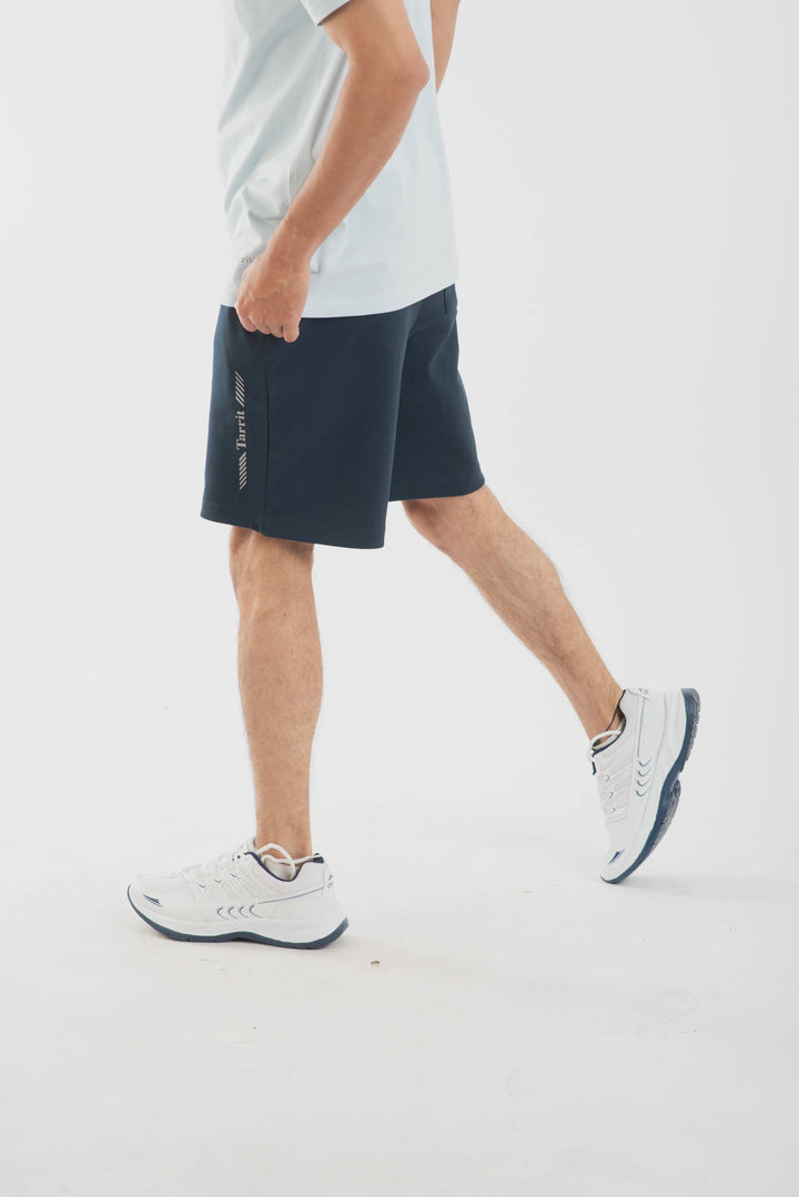 Navy Cotton Poly Shorts for Men