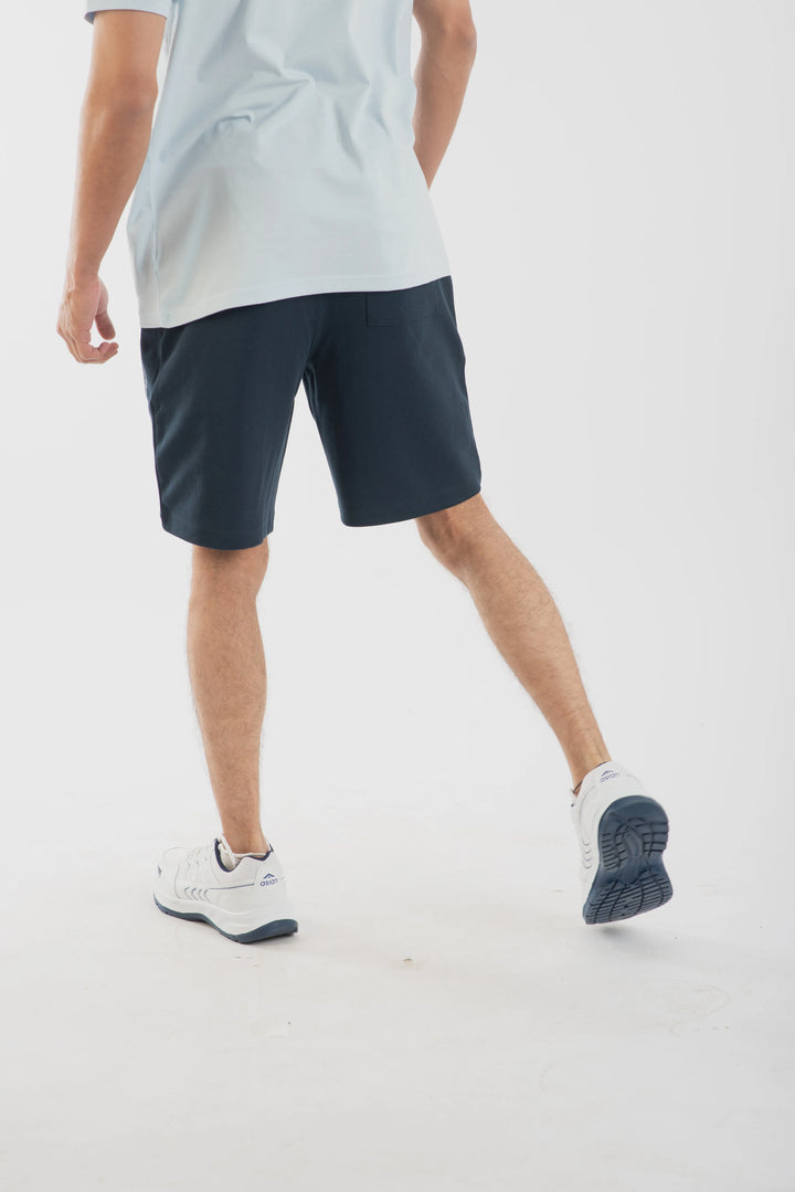 Navy Cotton Poly Shorts for Men