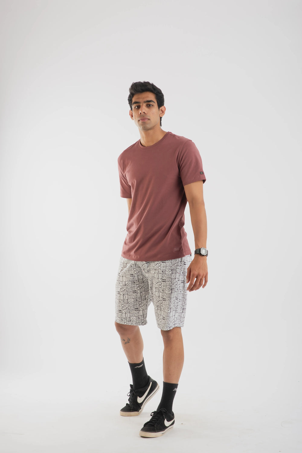 Salmon Red Short Sleeve Round Neck T Shirt for Men