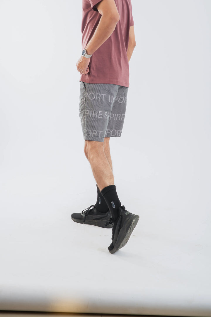 Cotton Black Stripe Printed Woven Shorts for Men 