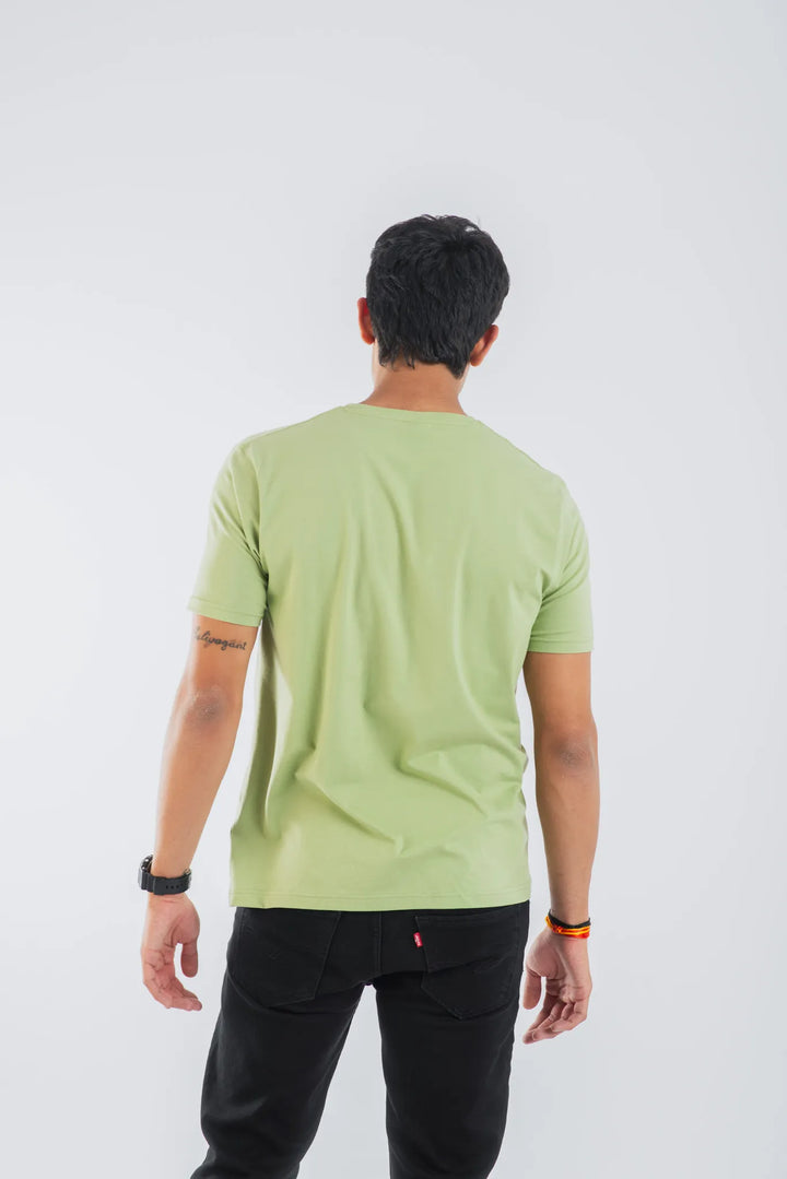 Cotton Spandex Jersey Mint Green Short Sleeve V-Neck for Men