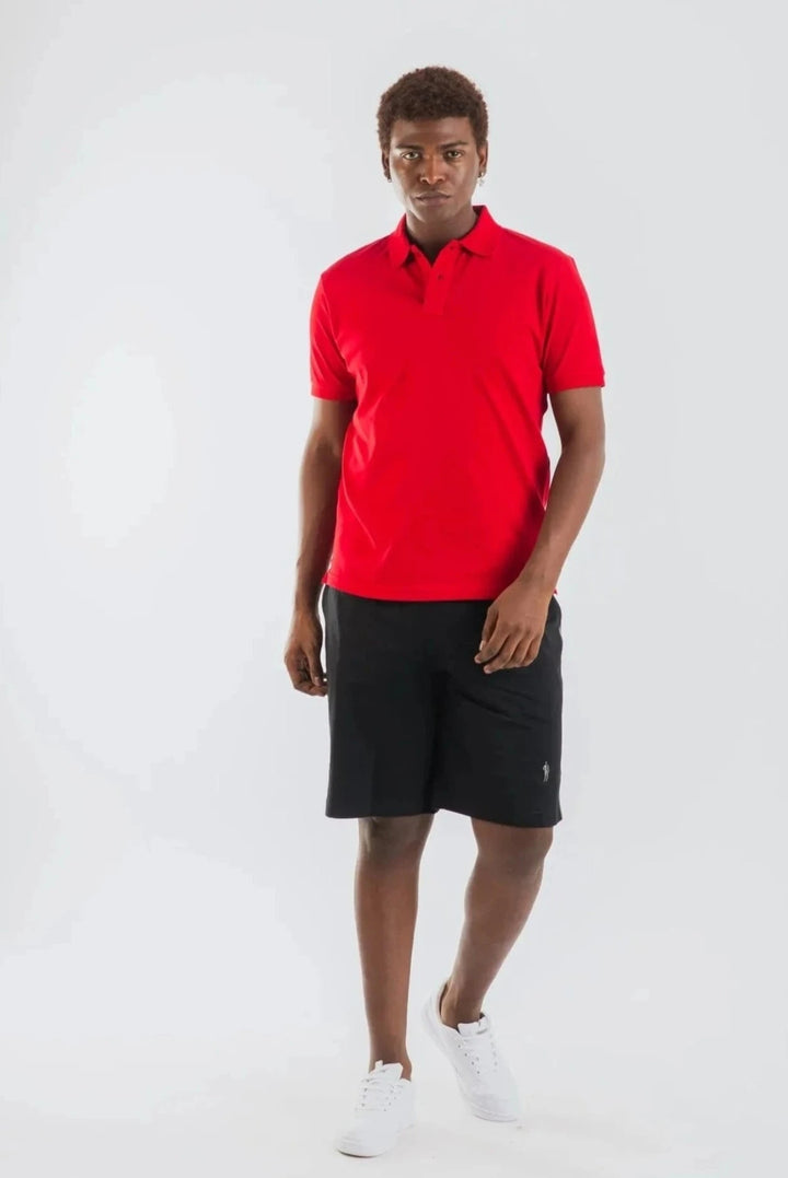 Cotton Red Mercerised Short Sleeve Polo T Shirt for Men