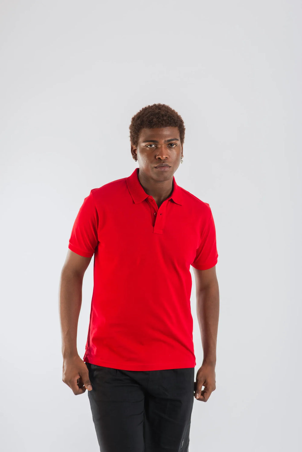 Cotton Red Mercerised Short Sleeve Polo T Shirt for Men