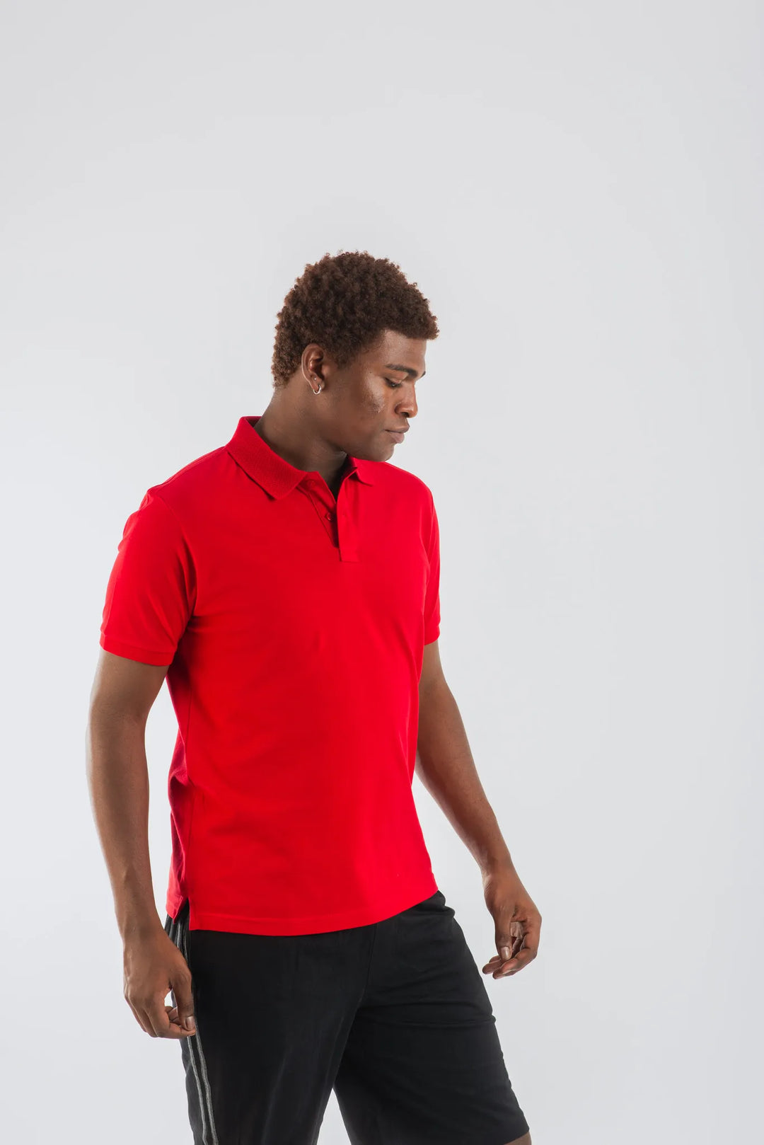 Cotton Red Mercerised Short Sleeve Polo T Shirt for Men
