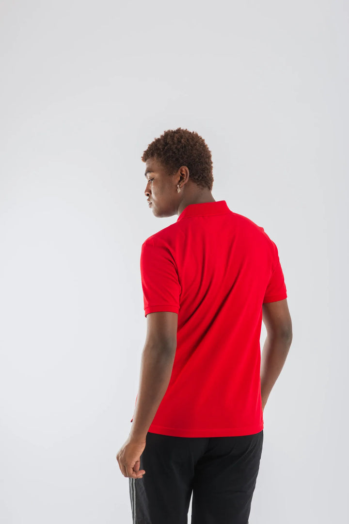 Cotton Red Mercerised Short Sleeve Polo T Shirt for Men