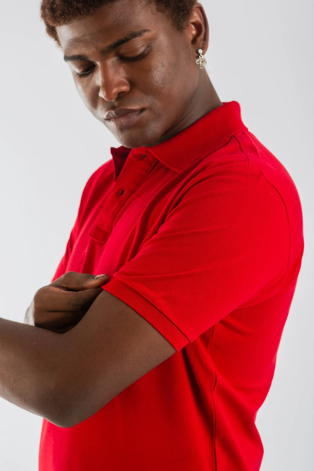 Cotton Red Mercerised Short Sleeve Polo T Shirt for Men