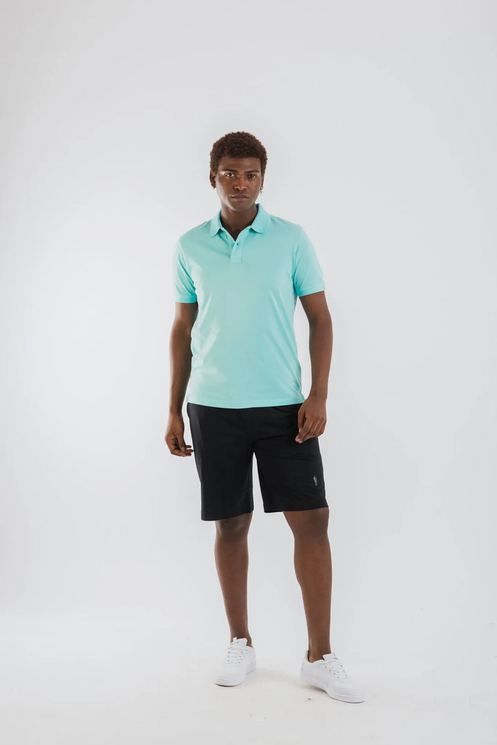 Buy Cotton Light Mint Mercerised Short Sleeve Polo T Shirt for Men 