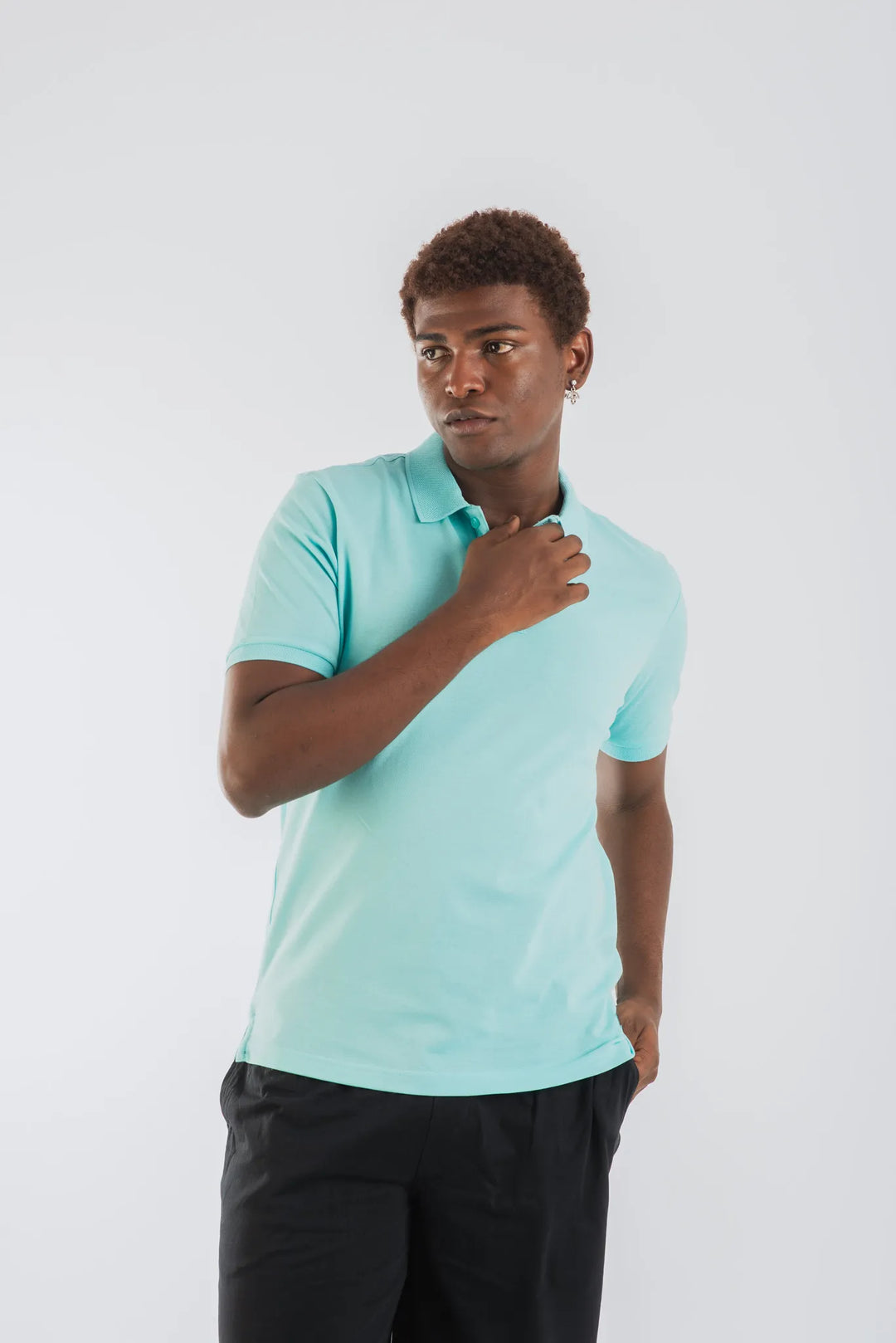 Buy Cotton Light Mint Mercerised Short Sleeve Polo T Shirt for Men 