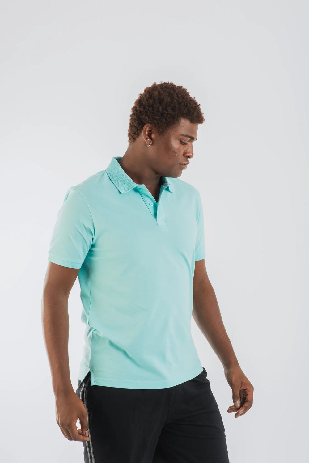 Buy Cotton Light Mint Mercerised Short Sleeve Polo T Shirt for Men 