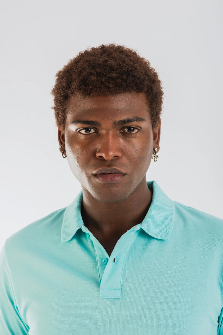 Buy Cotton Light Mint Mercerised Short Sleeve Polo T Shirt for Men 