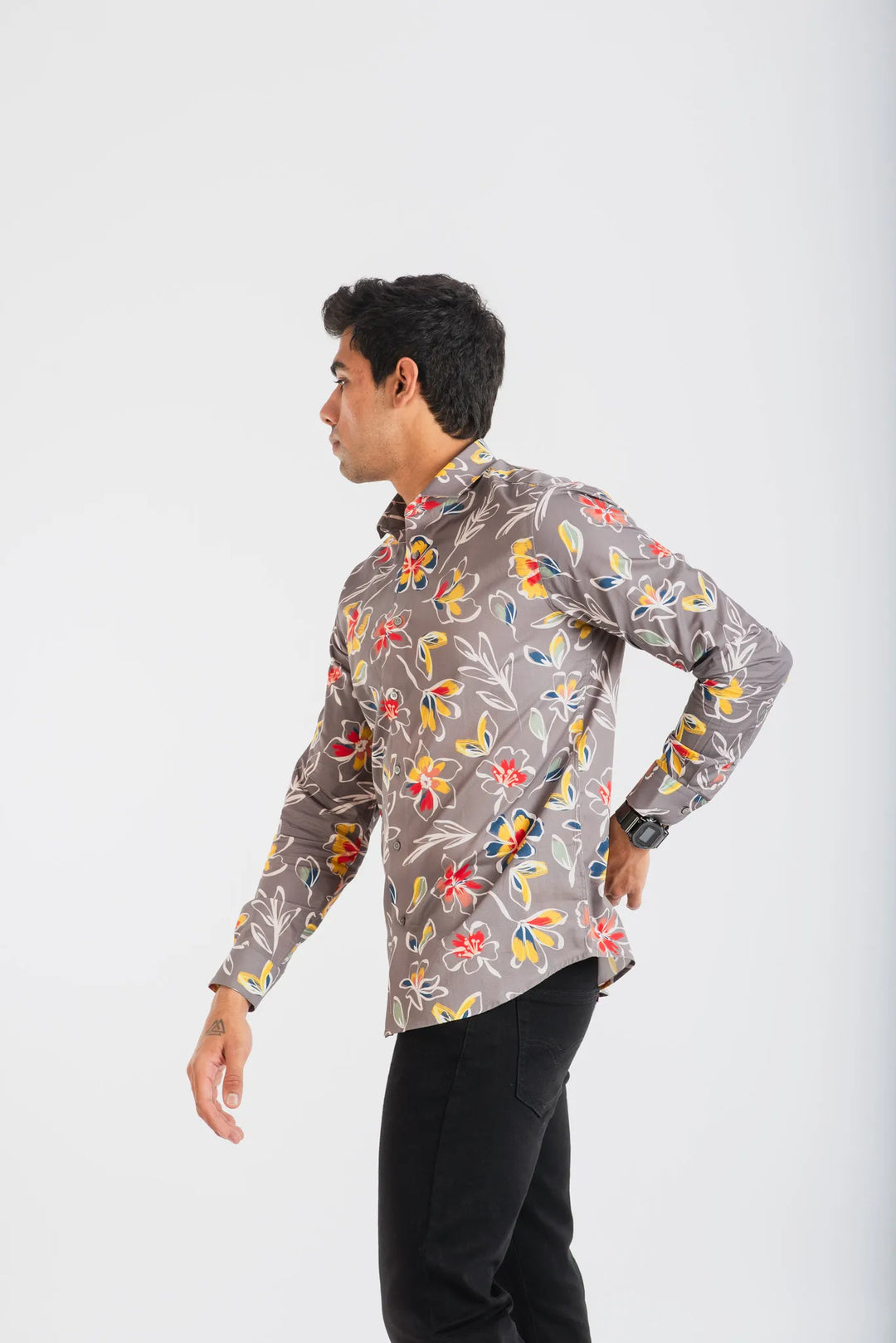 Giza White Floral Printed Shirt for Men