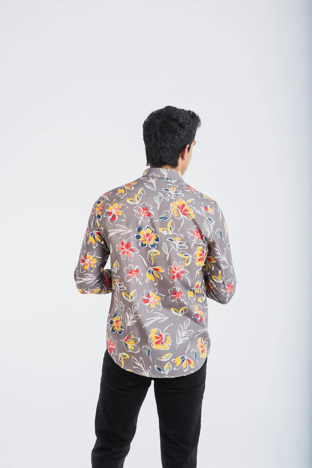 Giza White Floral Printed Shirt for Men