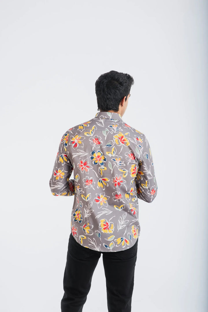 Giza White Floral Printed Shirt for Men