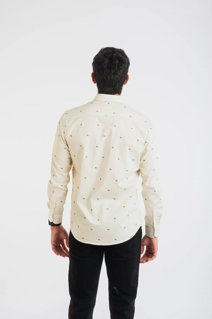 Giza Palm Tree Pin Stripe Printed Long Sleeve Shirt for Men
