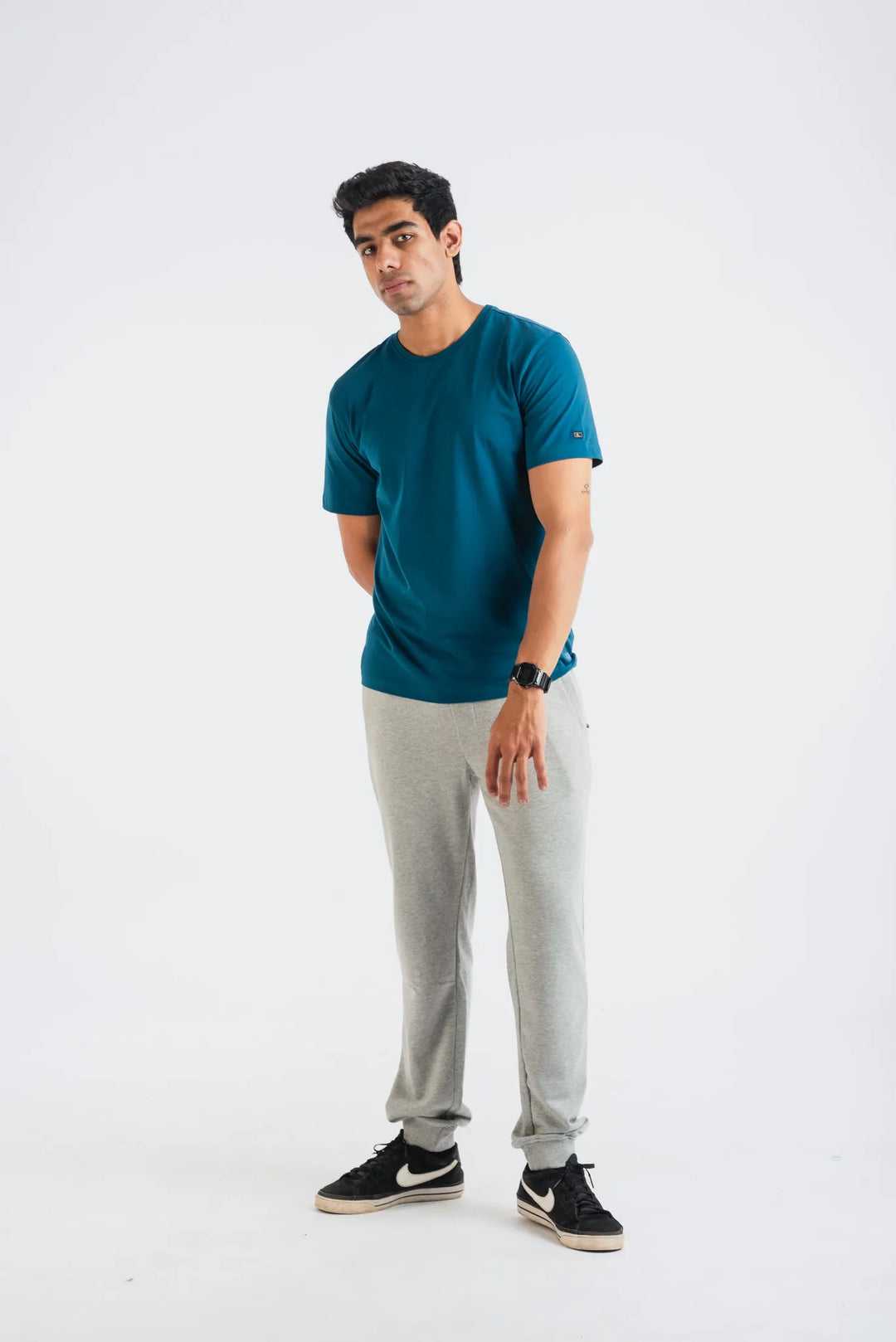 Cotton Poly Grey Melange Cuffed Jogger