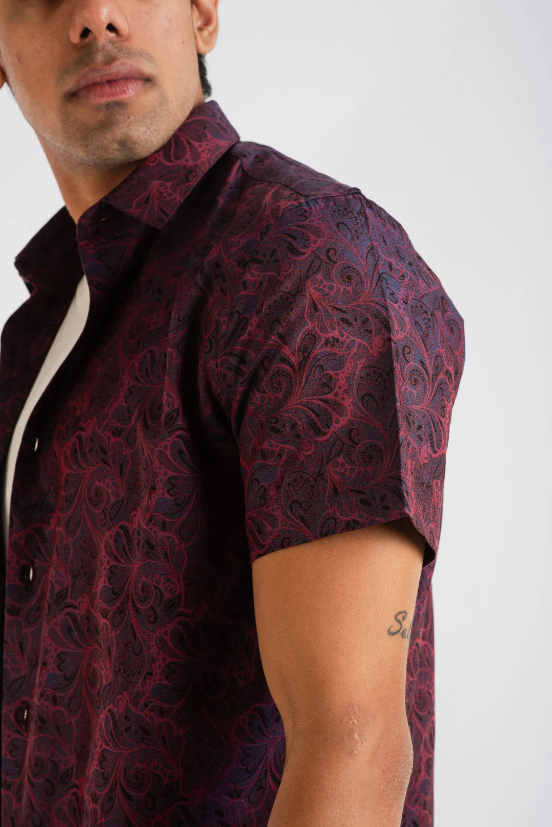 Giza Cotton Pink Classic Textured Short Sleeve Shirt for Men