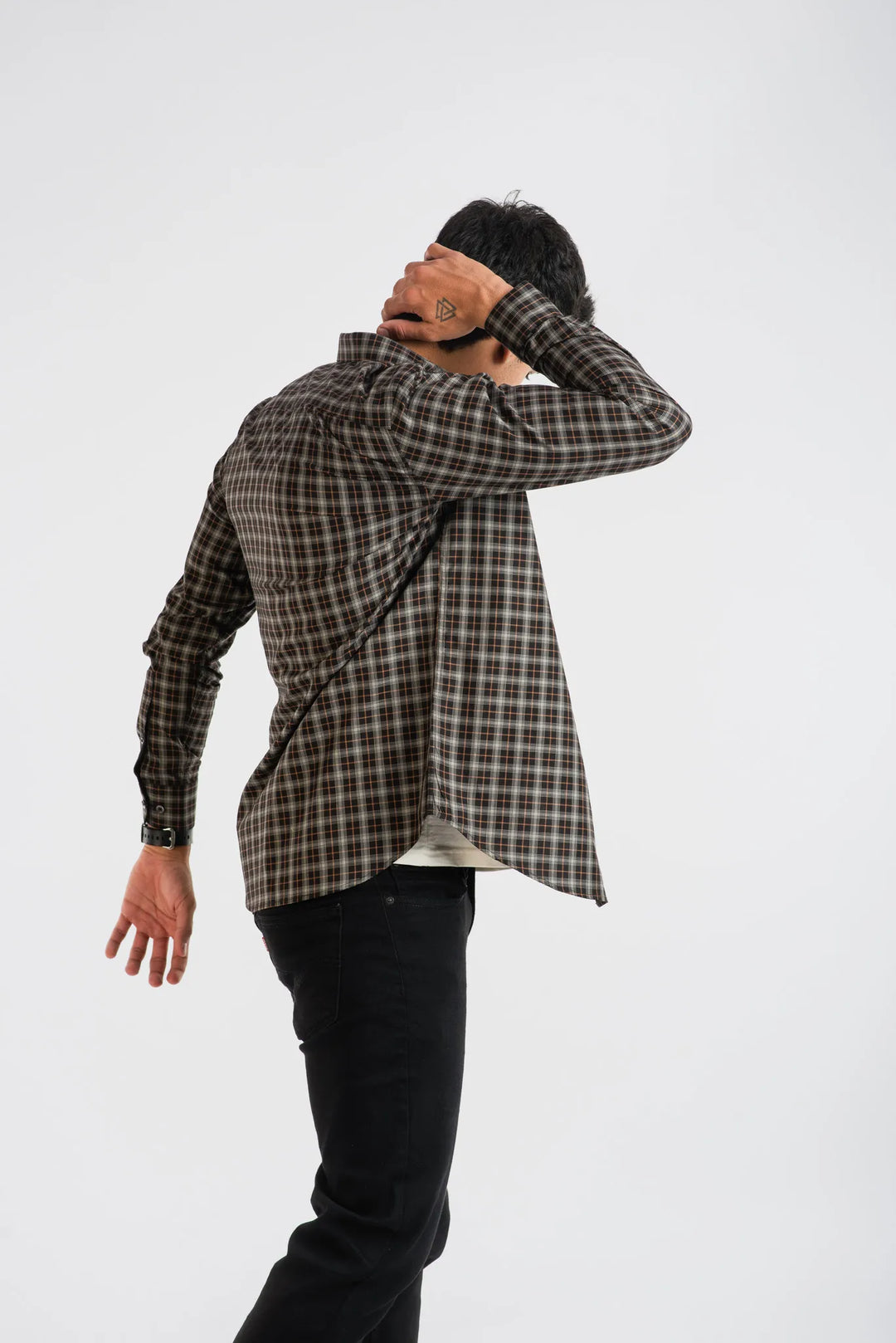 White brown plaid Giza shirt