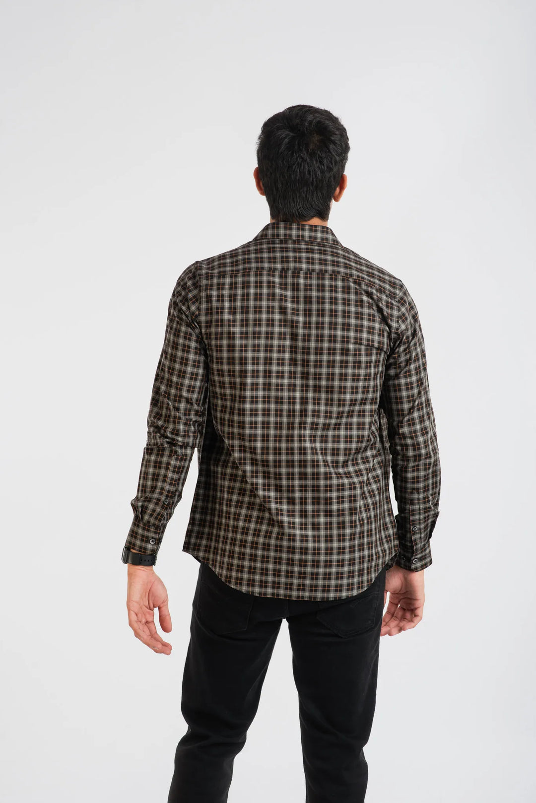 White brown plaid Giza shirt