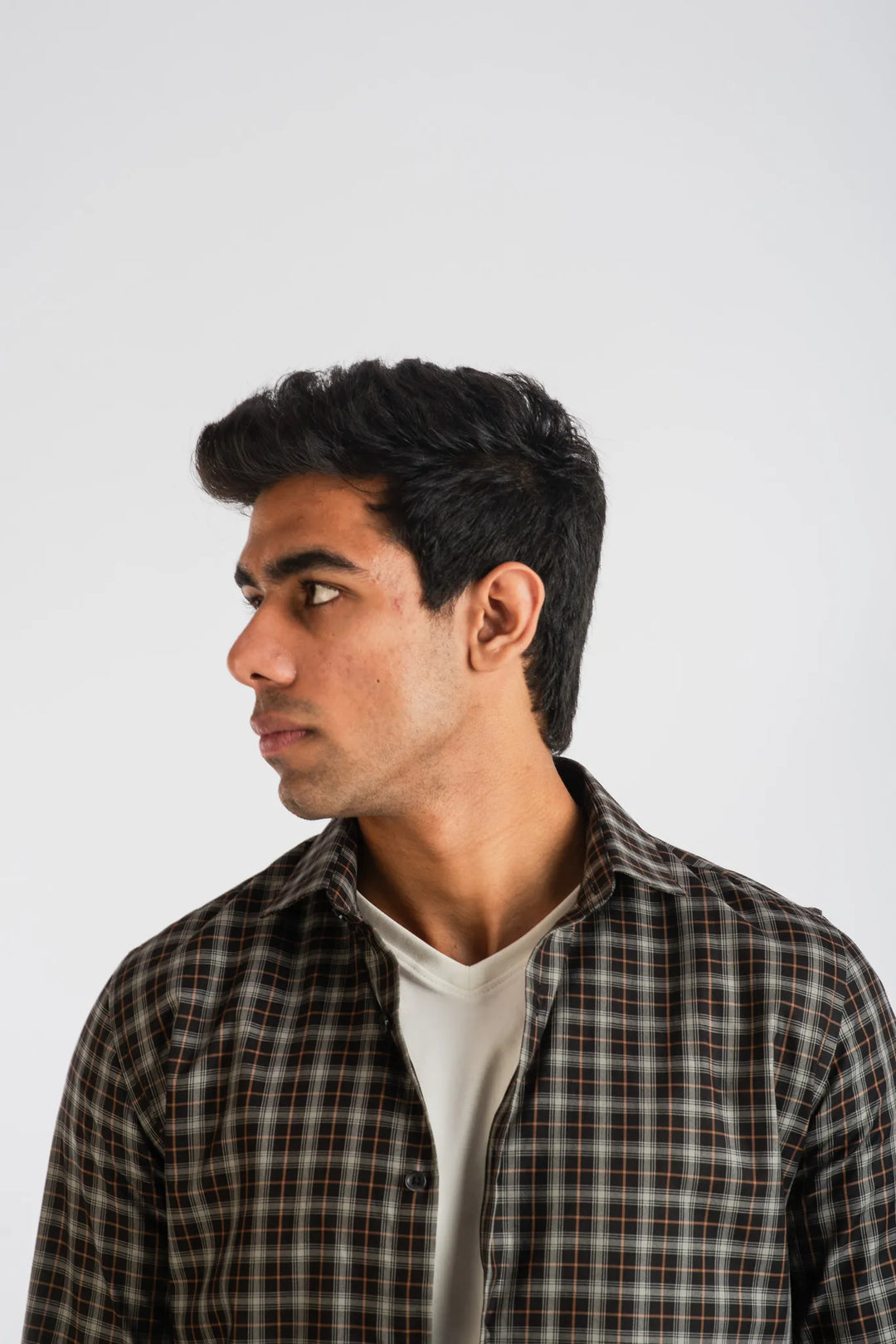 White brown plaid Giza shirt