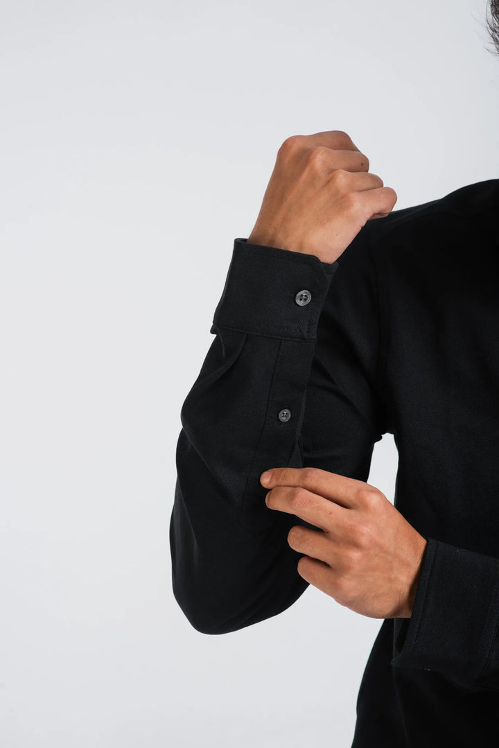 Giza Black Shirt Long Sleeve Plain Shirt for Men