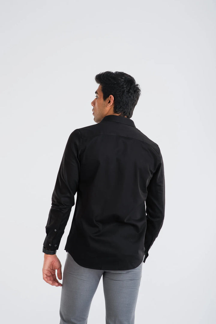 Giza Cotton Textured Silver Long Sleeve Shirt for Men