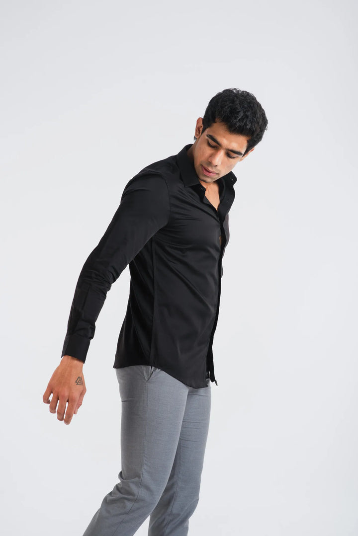 Giza Cotton Red Stripe Textured Long Sleeve Shirt for Men