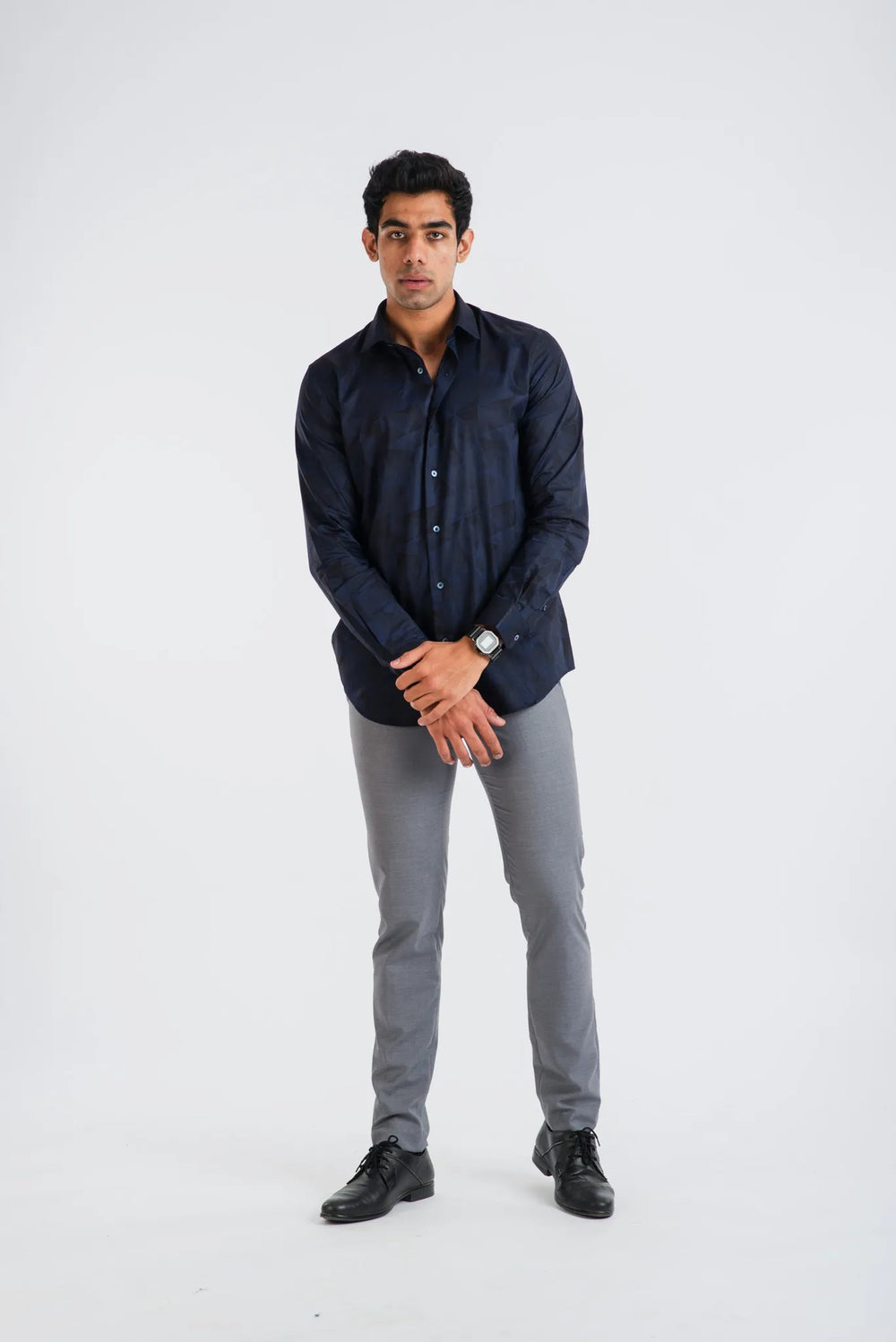 Giza Geometric Flower Printed Long Sleeve Shirt for Men