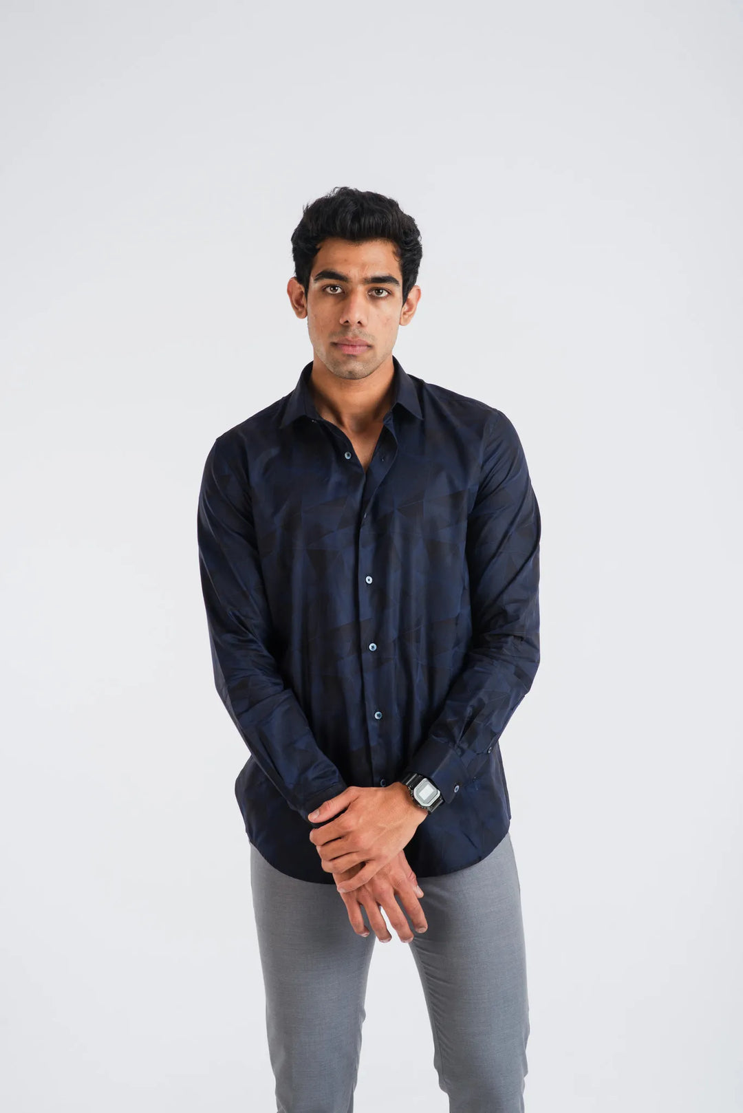 Giza Geometric Flower Printed Long Sleeve Shirt for Men