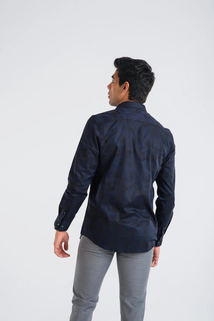 Giza Geometric Flower Printed Long Sleeve Shirt for Men