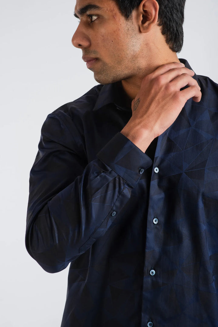 Giza Geometric Flower Printed Long Sleeve Shirt for Men
