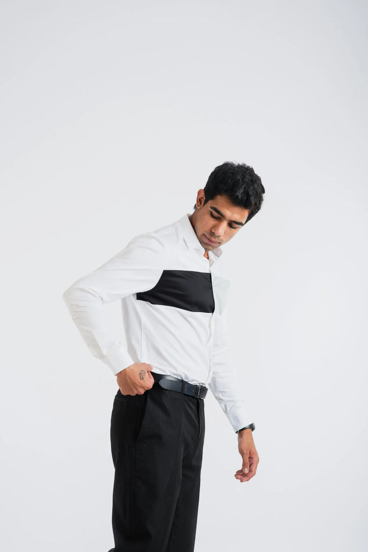 Giza Solid Cloud Pieced Long Sleeve Shirt for Men