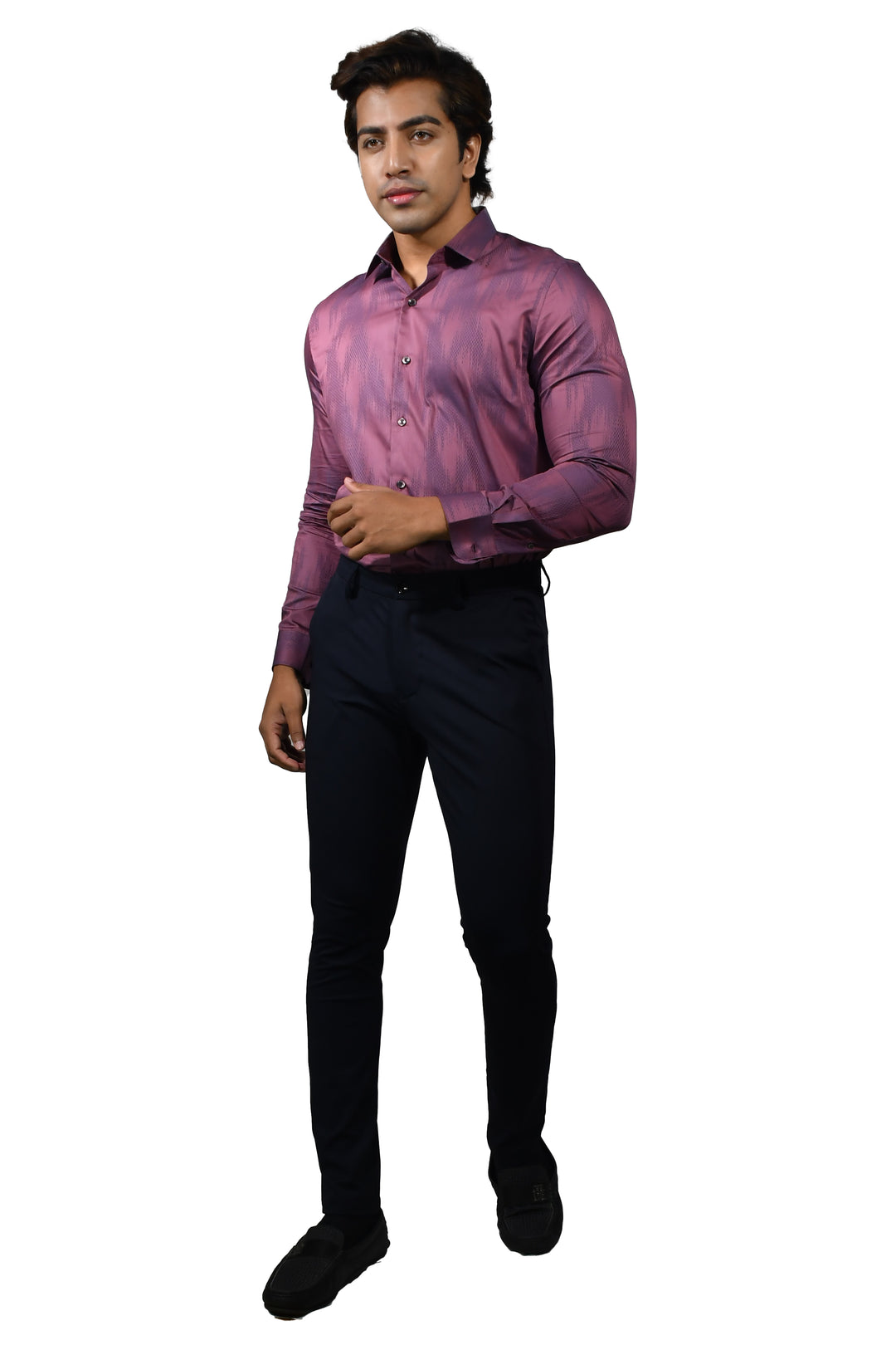 Diamond Jacquard Long Sleeve Shirt