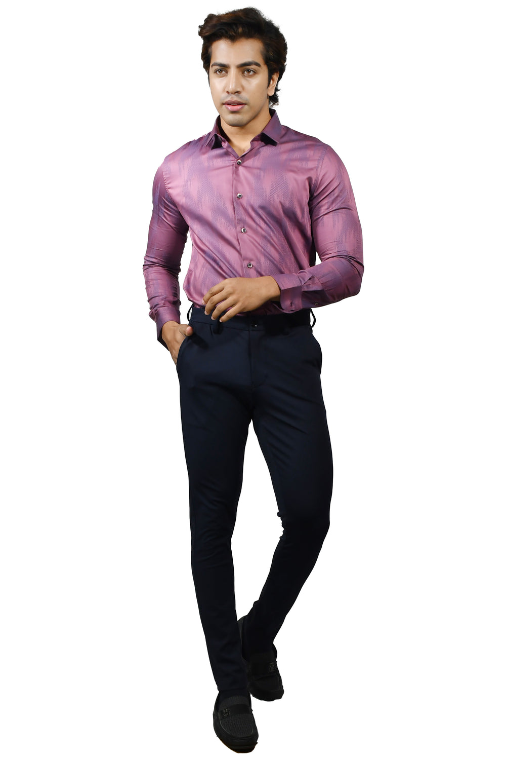 Diamond Jacquard Long Sleeve Shirt