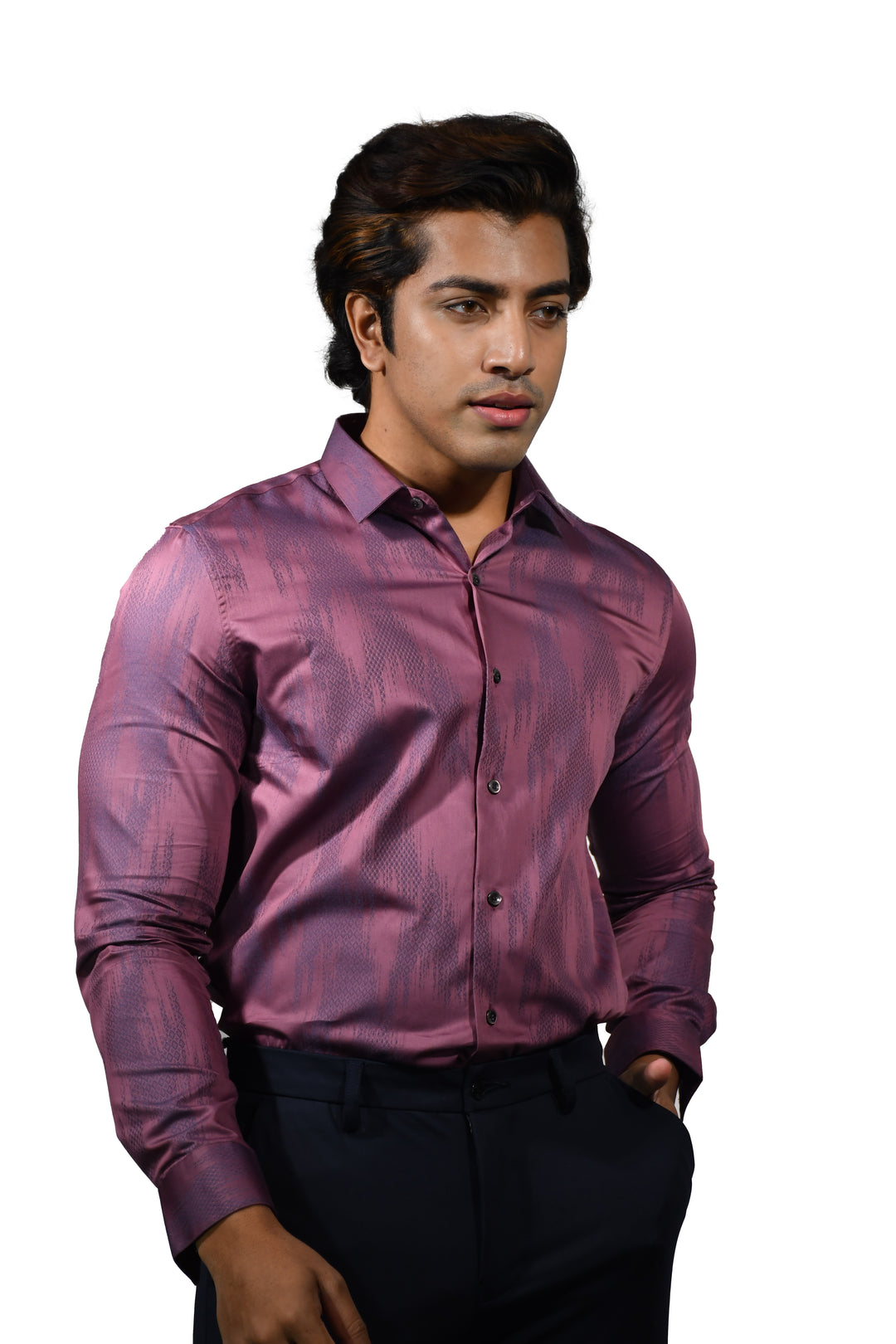 Diamond Jacquard Long Sleeve Shirt