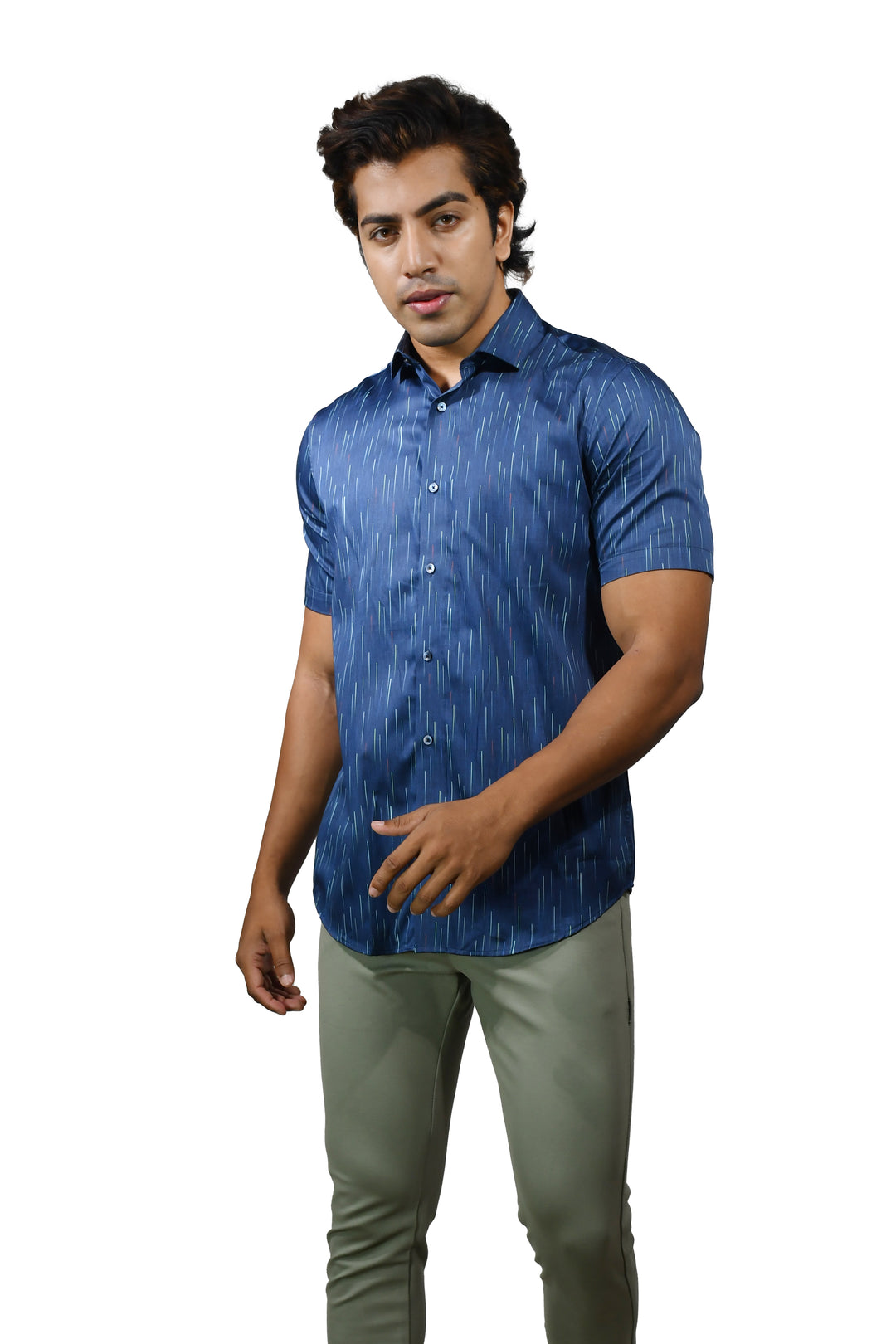 Shooting Star Pattern Short Sleeve Shirt for Men