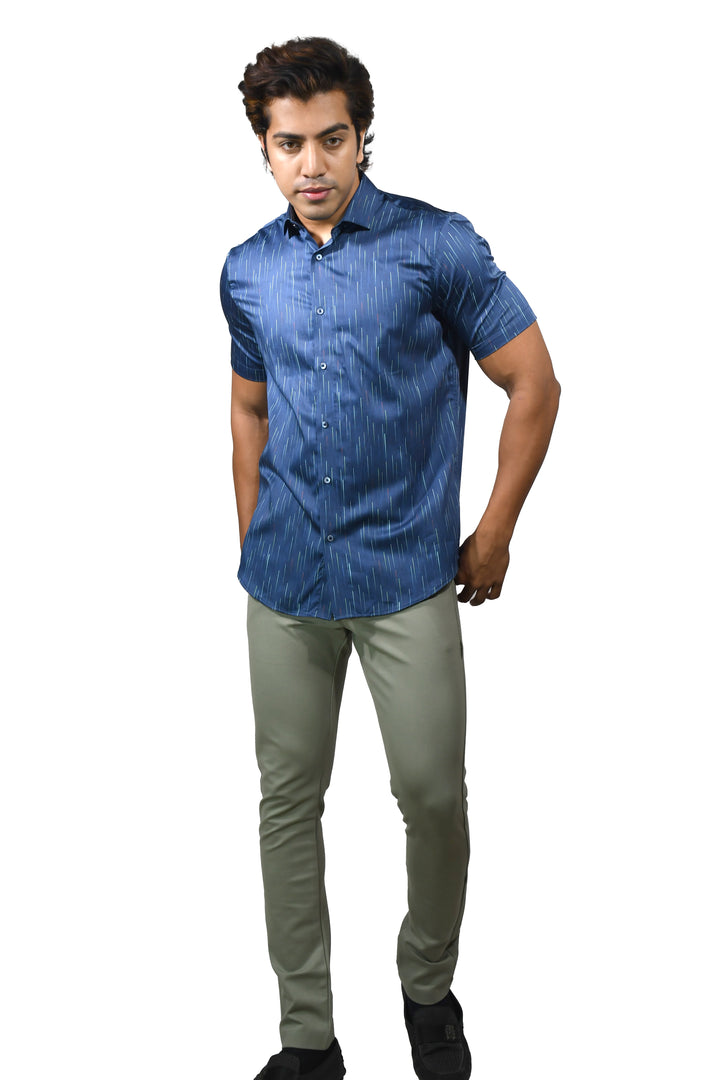 Shooting Star Pattern Short Sleeve Shirt for Men