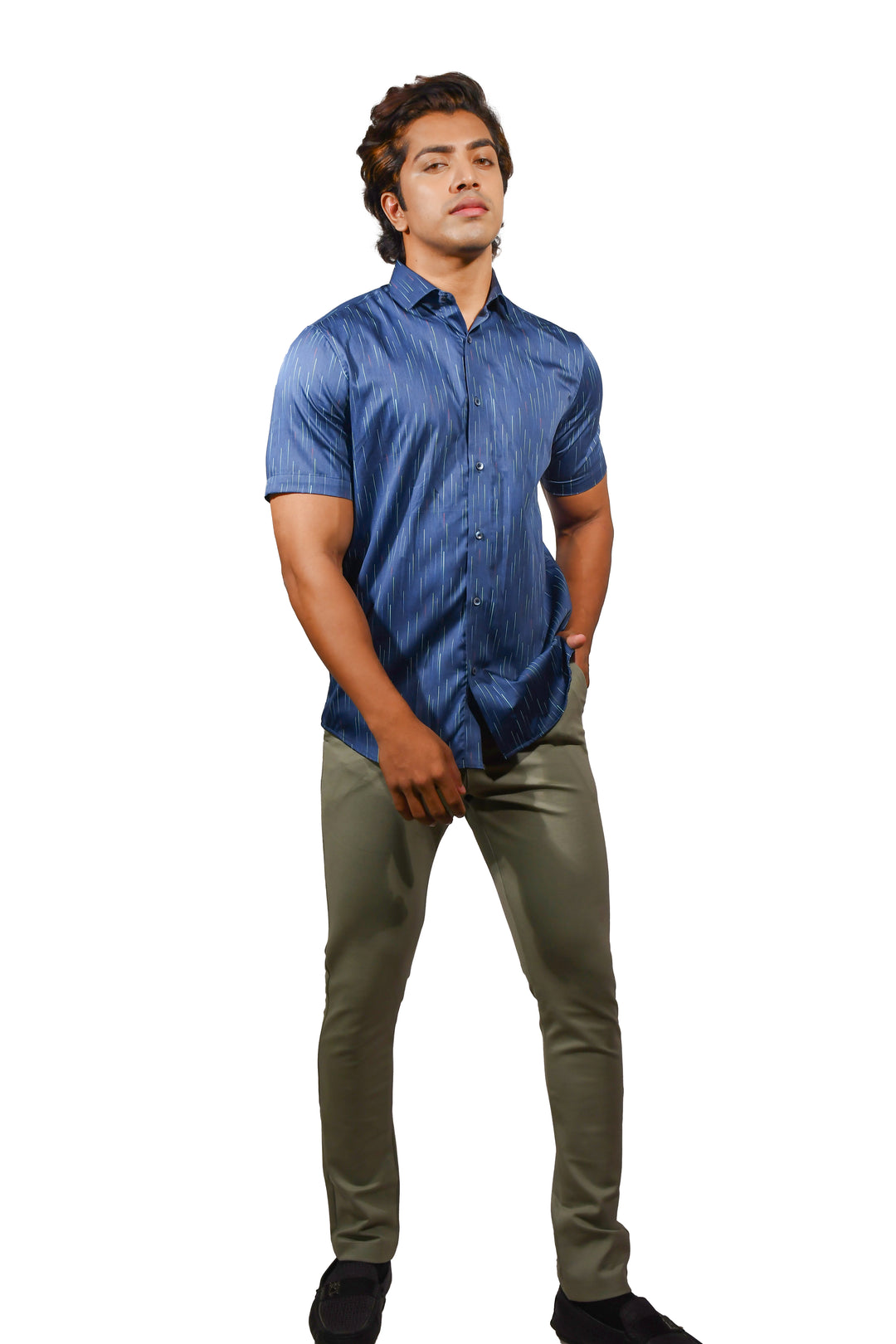 Shooting Star Pattern Short Sleeve Shirt for Men