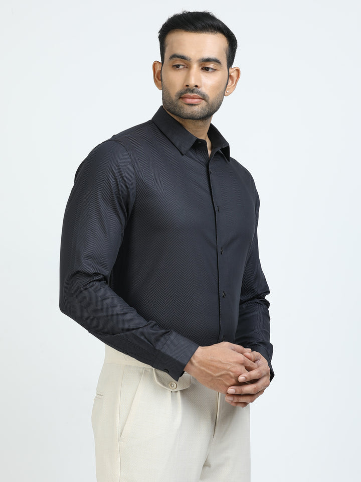Navy Self Design Giza Shirt